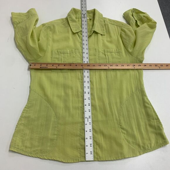 Dylan Anthropologie Button Shirt Womens M Medium Zucchini Tab Sleeve Pockets Top - Picture 3 of 16